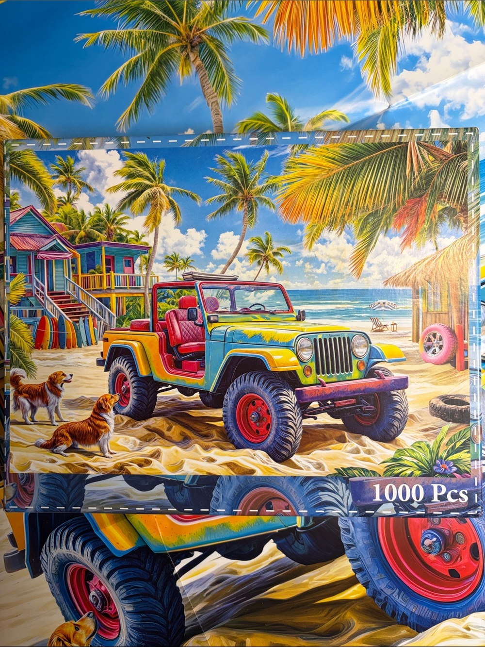 🧩1000 piece Colorful Huadada  “Beach Buggy”. Nice! Large poster. Complete.